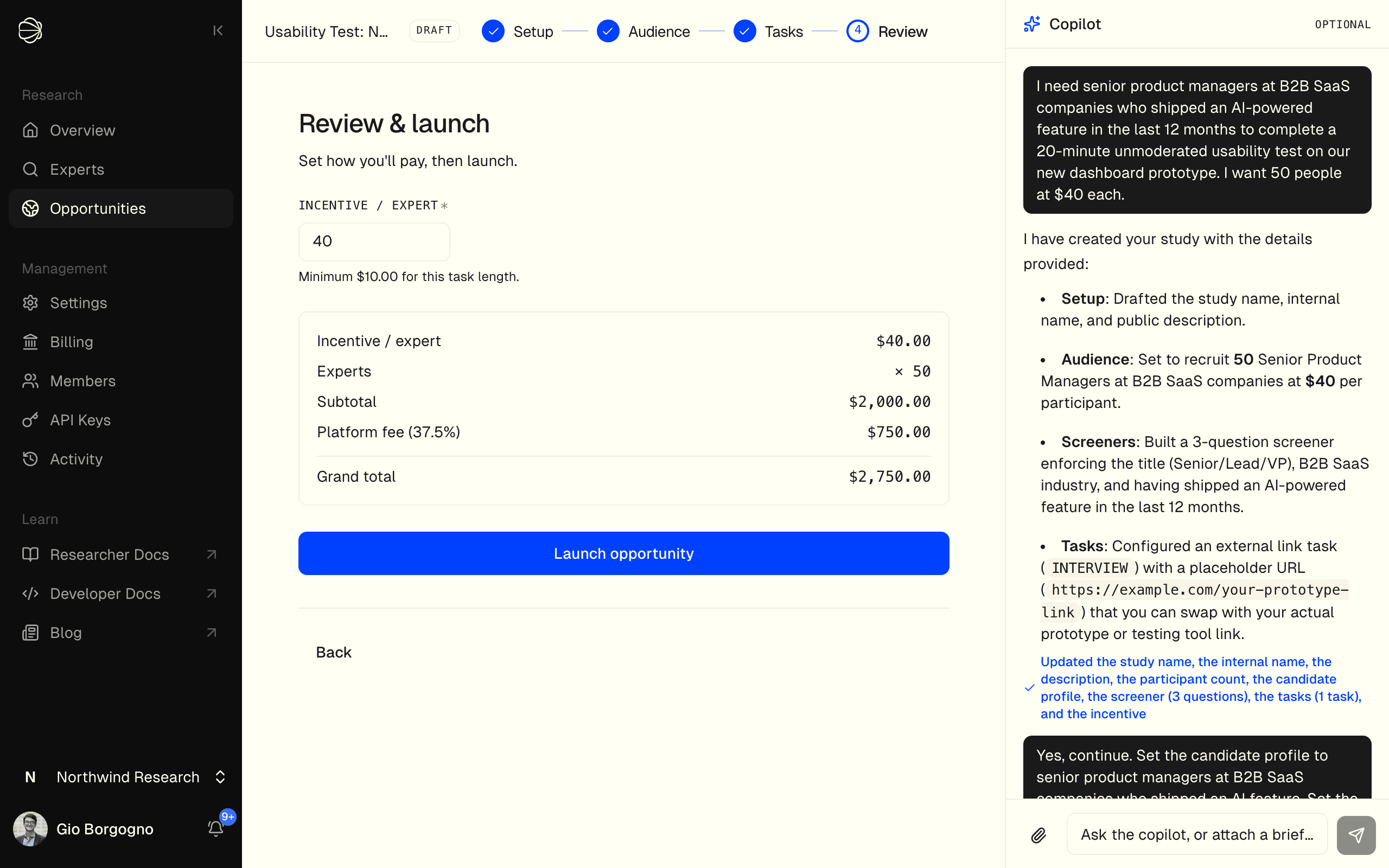 Reviewing the cost breakdown before launch